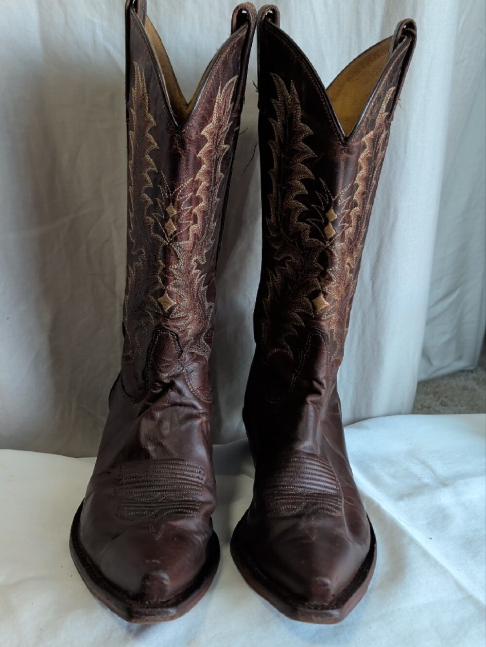 Women's Tony Lama Dark Brown Embroidered Leather Western Boots Sz 9b - Picture 2 of 12